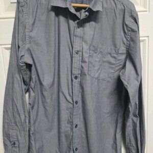Banana Republic Mens Button Up Shirt Size M Blue/Grey Striped Long Sleeve